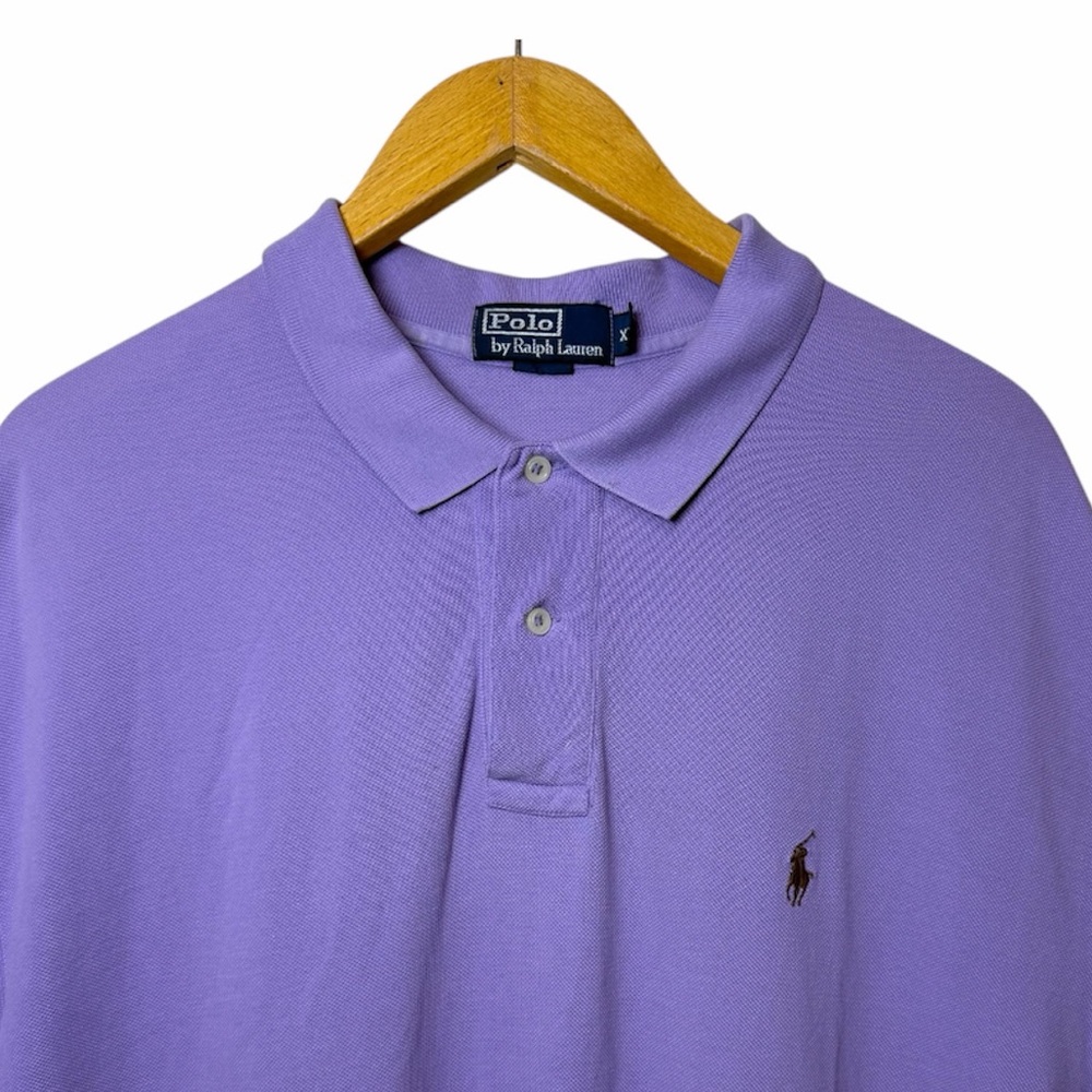 Polo Ralph Lauren Men's XXL Purple Short Sleeve Polo Shirt Brown Pony Logo 2XL - Picture 3 of 9